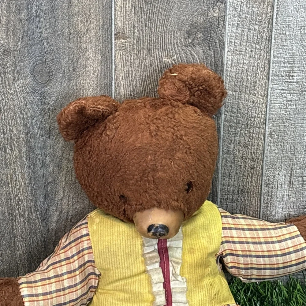 Vintage Ideal Toy Company Teddy‎ Bear It's A Wonderful Toy Plaid Outfit USA